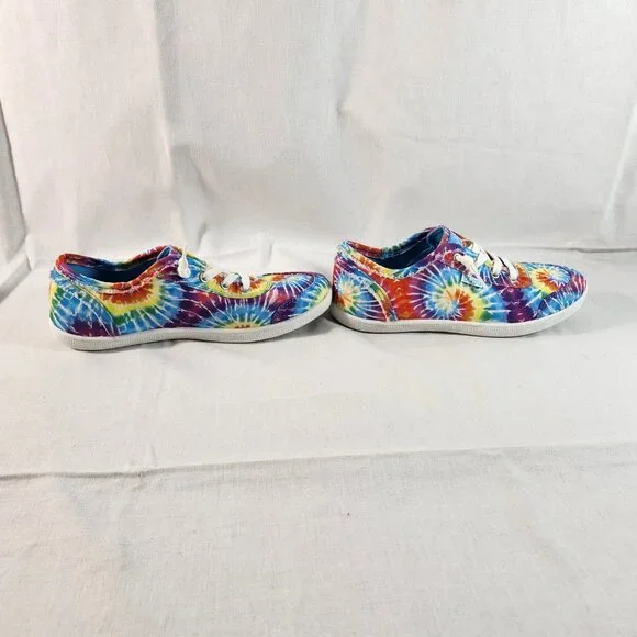 Skechers Bobs Youth Big Kids Size 6W Tie-Dye Sneakers Memory Foam Lace Up EUC - Picture 8 of 16